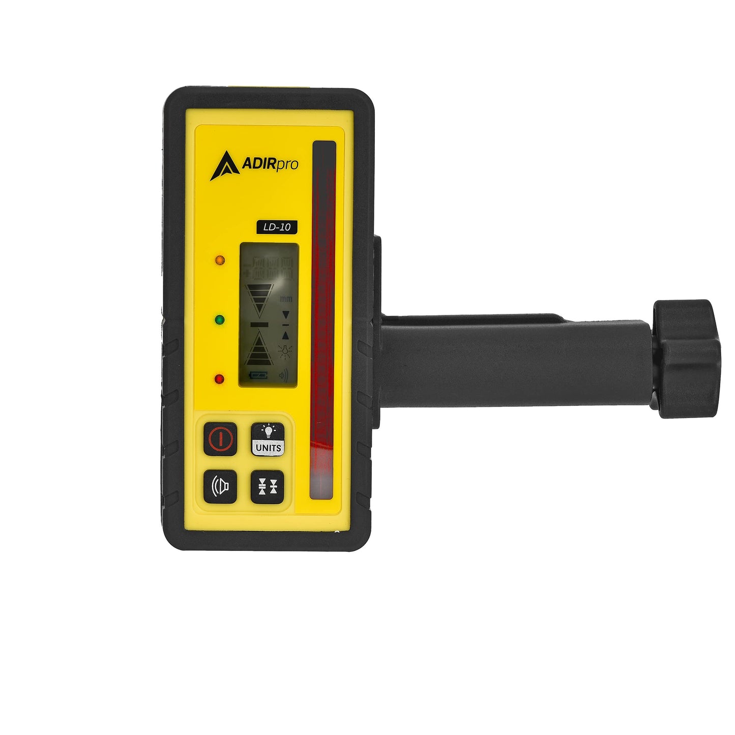 Adir Universal Rotary Laser Detector with Rod Clamp, Digital Laser Receiver with Dual LCD Display for Adir, Spectra, Leica, and Other Top Brand Rotary Red Lasers, 300m Range (LD-10)