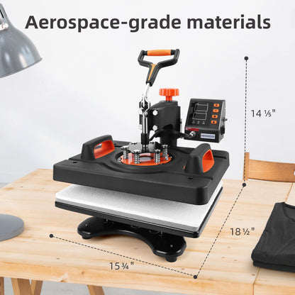 11 in 1 Heat Press Machine Professional Sublimation Machine 12" X 15", 360-Degree Swing Away, Multifunction Heat Transfer Machine Industrial-Quality for T-Shirts, Pillow, Hats, Caps, Mugs and Plate