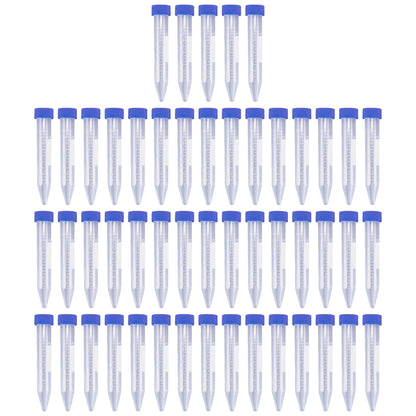 Antrader Centrifuge Tubes 10mL,Conical Tubes Sterile 50 PCS with Screw Caps,Plastic Container with with Graduated and Write Marks(Blue)