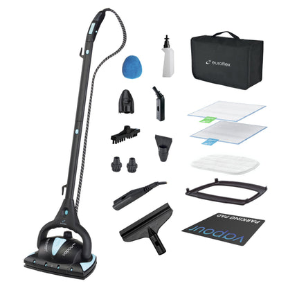 Euroflex Vapour Pro Steam Mop & All-in-One Steam Cleaner 20-Piece Set - Commercial Grade 295°F & 50 PSI - Good Housekeeping #1 Rated; Kills 99.9% Bacteria & Viruses (H1N1); 5-Year Warranty