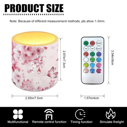 Cozeyat Pink Garden Flameless Candles 4 Pack Battery Operated with Remote Control Timer LED Pillar Candles Waterproof for Indoor Outdoor Garden Use