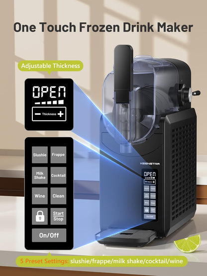KEENSTAR Slushie Machine, Slushy Machine for Home with 5 Preset Programs, No Ice Needed, Frozen Drink Maker with Self-Cleaning for Frozen Margaritas, Frappés, Milkshake & More