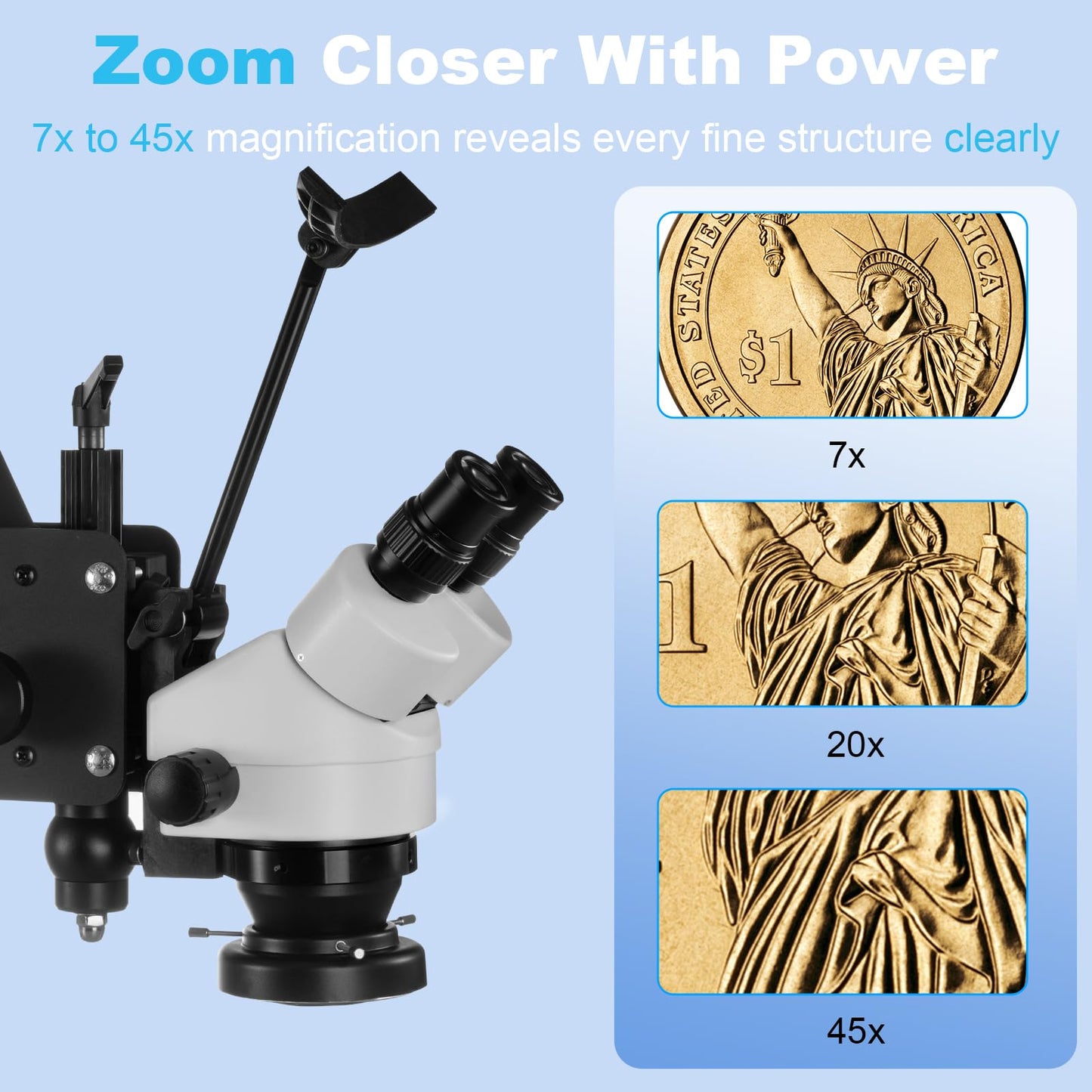 ZQ-1 Jewelry Microscope with 3in Ball Vise (White)