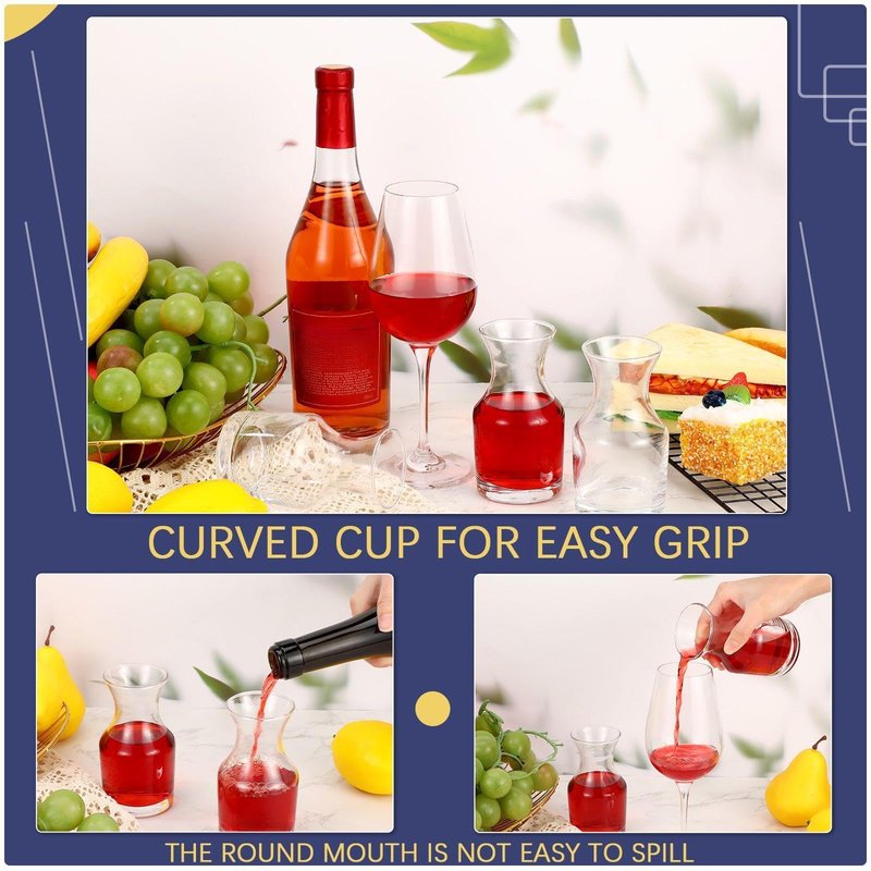 Remagr 6 Pack Single Serving Wine Carafe Glass Small Mini Carafe Individual Wine Refill Decanter for Dinner Parties Tastings Bars Restaurants (7.7 oz)