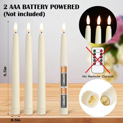 Baquler 150 Pcs Flameless Taper Candles LED Taper Candles Flickering Bulk Ivory LED Candlestick for Easter Wedding Church Halloween Christmas Party Decor Table Centerpiece, 8.5 in, No Batteries