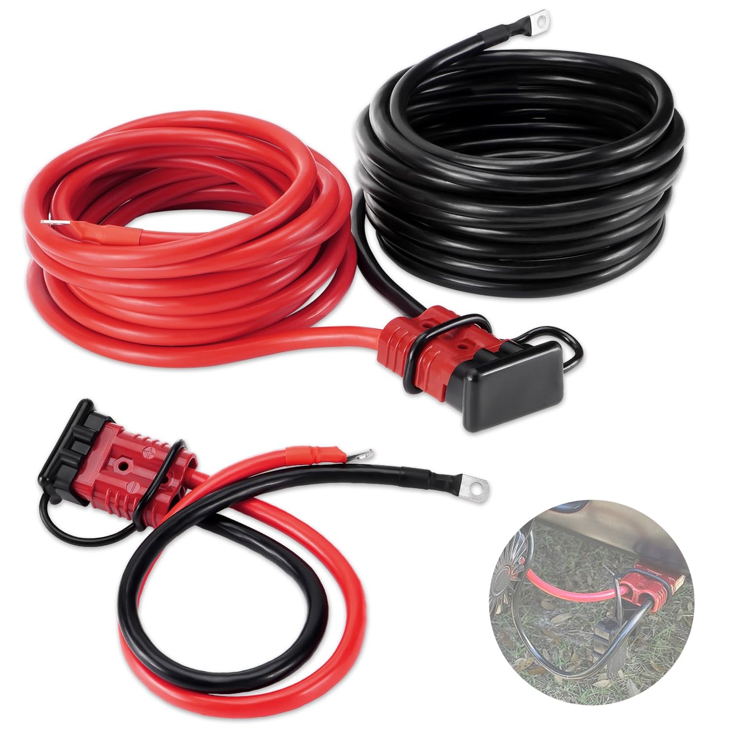 Venussar 24 FT Quick Disconnect Winch Power Cable, 2 Gauge 2 AWG Copper Wiring, Heavy Duty Quick Disconnect Cables