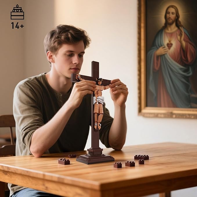 Jesus Cross Building Set Little Jesus Figurines Crucifix Building Block Religious Creative Toys for Home Office Decor Christian Toys Easter Birthday Gifts for Teens Adult 14+ (588PCS)