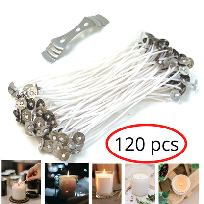Cotton Wicks for Candle Making, Prewaxed Low Smoke Natural Candle Wicks Bulk, Gift for Makers (6 Inch, 120, Pieces)