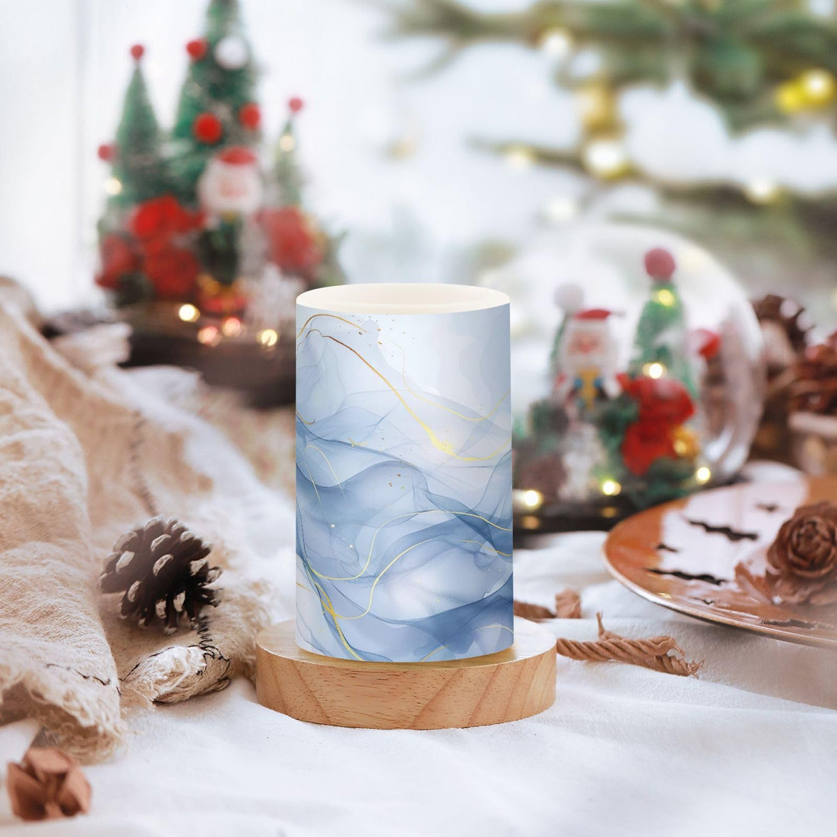 YETTASBIN Marble Flameless Candles with Remote Control and Timer, Adjustable Brightness Long Lasting Battery Operated LED Pillar Candles for Indoor Outdoor Party Home Decor, 2 Pack