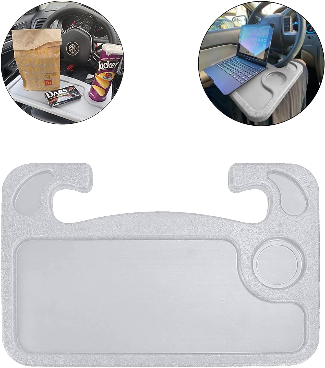 JUSTTOP Car Steering Wheel Desk for Laptop,Multipurpose Travel Car Accessories, Car Seat Stand Trays for Eating, Steering Wheel Under Table Console(Black)