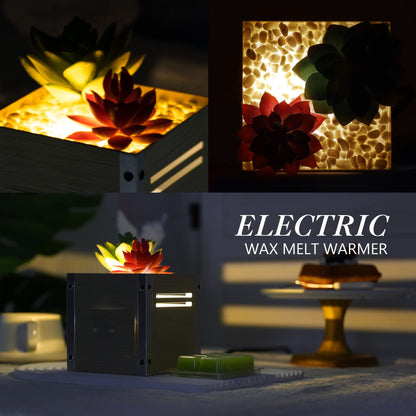 gengxinda GXD Artificial Succulent Plants Wax Melt Warmer, Electric Wax Warmer with Translucent Glass, Flameless Fragrance Warmer for Scented Wax, Home Office Decor & Birthday Gifts for Women