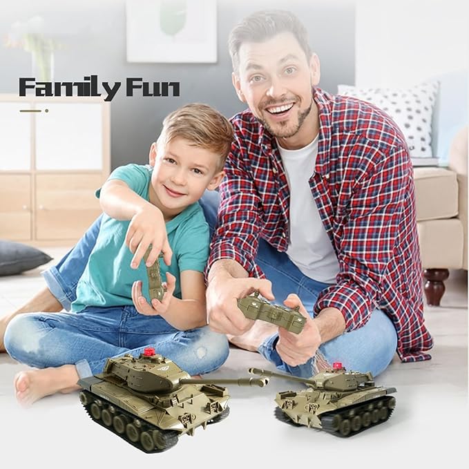 RC Tank Military Truck Vehicles RC Car 2.4Ghz Radio Controlled Military Battle Tank Toy 270°Rotational Realistic Sounds Electronics Hobby Toys for Kids Boys (Green)