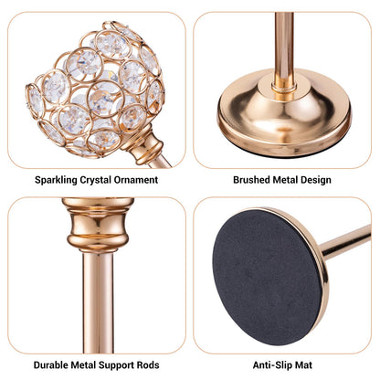 Candle Holder Candlestick Holders- Set of 6 Gold Crystal Pillar Candle Holders, Metal Candlestick Stands for Wedding Centerpieces,Table Decor for Church,Housewarming (Gold, 2 Sets (6 Pcs))