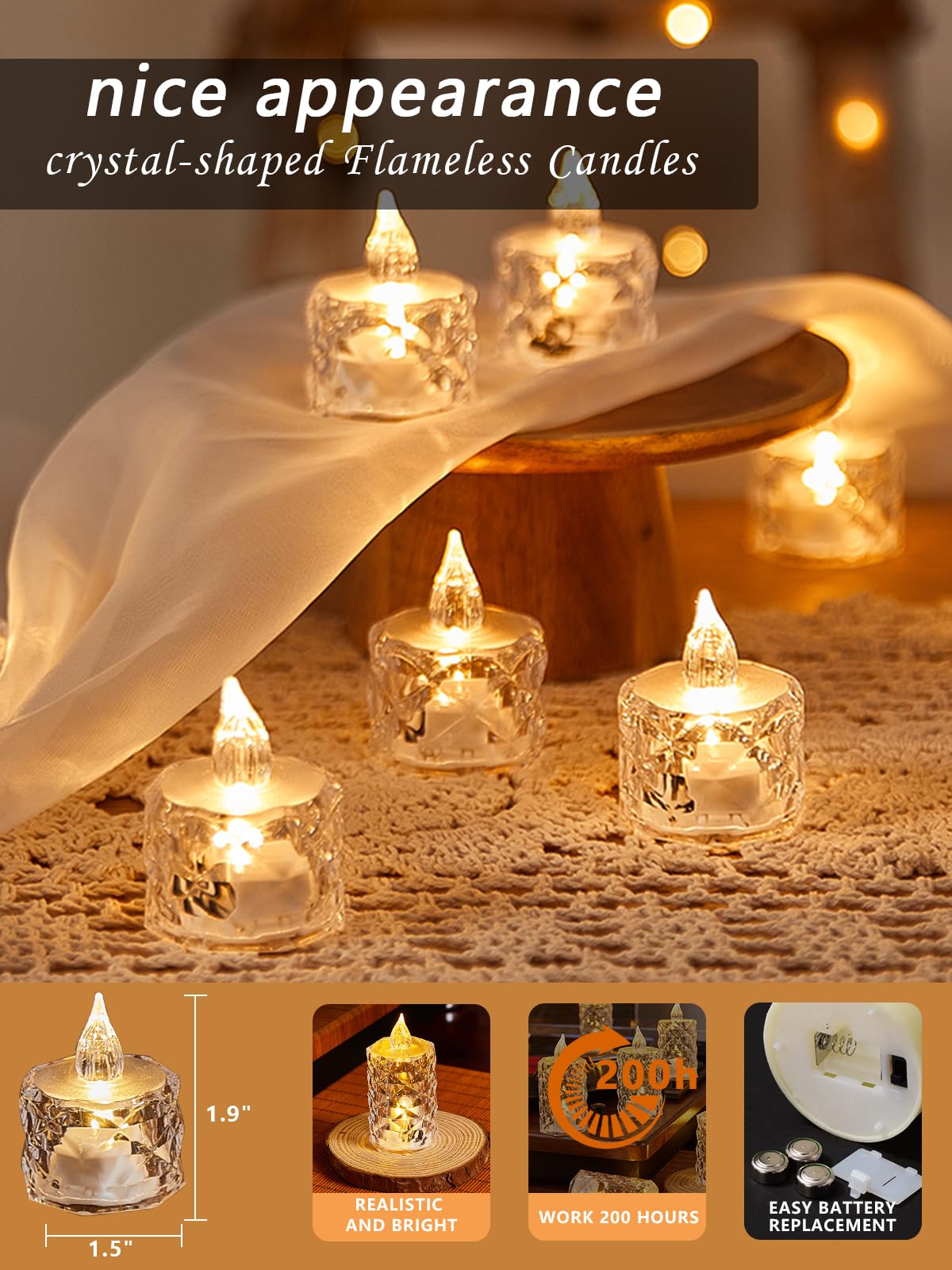 AYMXZT 24PCS Flameless LED Candles - Battery Operated Votive Lights for Wedding Centerpieces, Holiday Tablescapes, Yoga Studios - Safe Tabletop Decor for Dinner Parties & Home Ambiance Lighting