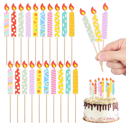 Veemoon 40pcs Birthday Cake Paper Candles Decoration Happy Birthday Cake Diy Topper Accessories Cupcake Flameless Candles Decor for Weeding Anniversary Birhday Festival Party Celebration