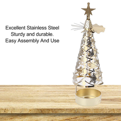 Fdit Candle Holder Christmas Candlestick Aromatherapy Gifts Carousel Creativity Romantic Set Holder Poster (Gold Snowflake)