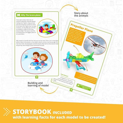 Engino STEAM Labs Learning About Aircrafts Building Blocks for Ages 3+ Construction Kit STEM Kit for Girls &amp Boys Learning &amp Education Toys Steam Toys Toddler Activities (5 Models)