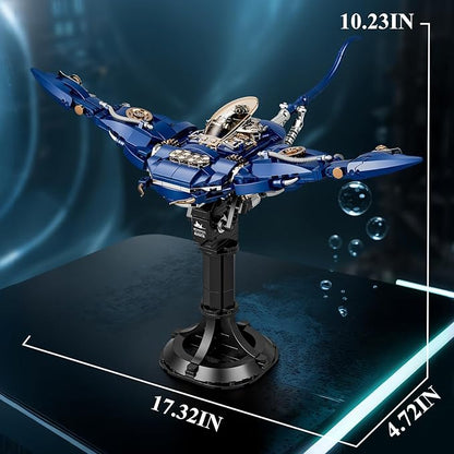 Mechanical Fish Building Set for Audlts Sea Animal Building Block Toy with Display StandFish Model for Office DecorGreat Gifts for Boys Grils 8+689PCS