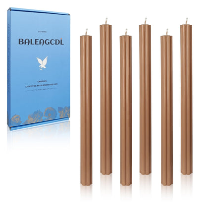 Unscented Taper Candles Dripless Long Brown Taper Candles Smokeless 10 Inch Roman Column Design Dinner Candlesticks for Home Decoration Holiday Gifts
