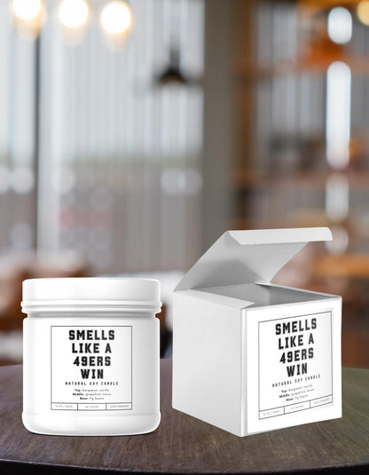 Smells Like a Broncos Win Sports Candle - Scented Soy Wax Candle (8.0 oz) 50-60 Hour Burn Time, Cotton Wick, Frosted White Glass Jar (Vanilla)
