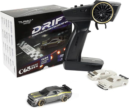 Turbo Racing 1:76 Scale RC Drift Car Table Racing 2.4GHZ Remote Control Mini Model Car with Gyro Full Proportional RTR for Adults Toys (C65)