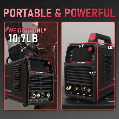YESWELDER 205A Tig Welder with Pulse Large LED Display, STICK/DC TIG/PULSE TIG 3 In 1, 110&220V Dual Voltage TIG Welding Machine TIG-205P