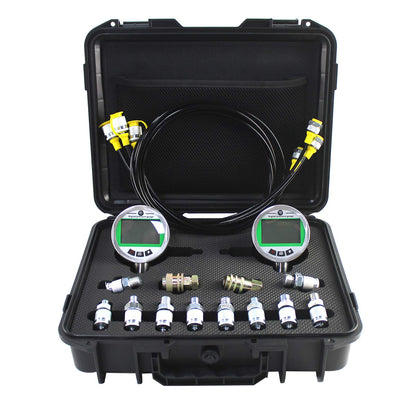 SINOCMP Digital Pressure Gauge Kit with 2 80MPA/12000PSI Pressure Gauges 3 Test Hoses and 12 Couplings Hydraulic Gas Water Pressure Test Kit with Backlight, 1 Year Warranty