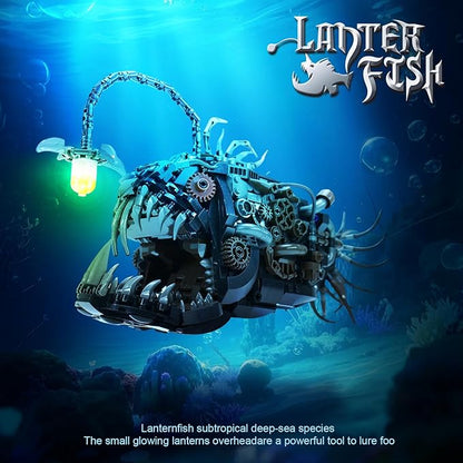 Ideas Mechanical Lantern Fish Building Blocks Set Compatible with Lego Collectible for Ocean Lovers Perfect as an Office or Home décor for Adults. STEM Construction Gift for Boys Aged 8-16 1038PCS