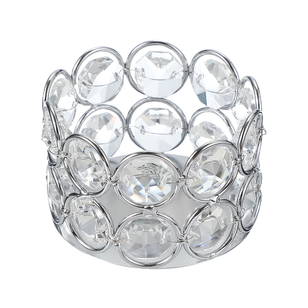 uxcell Glass Tea Light Candle Holder, Openwork Crystal Glass Votive Candle Holder for Desk Table Centerpiece, Wedding, Party, and Home Decor(Silver)