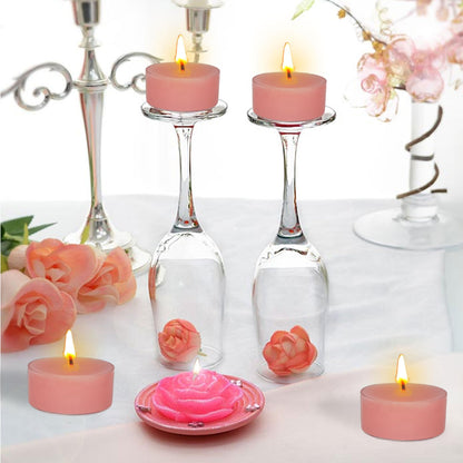 Rose Scented Tea Light Candle Hand Poured Smokeless Long-Lasting 4 Hour Burn Time Perfect for Relaxation and Romantic Ambiance - 12 Pack
