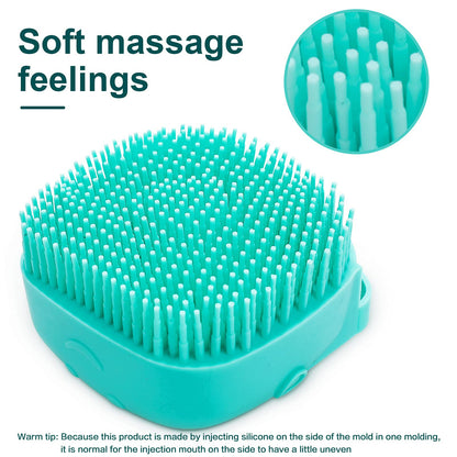 Dog Bath Brush, Pet Massage Brush Shampoo Dispenser, Soft Silicone Brush Rubber Bristle for Dogs and Cats Shower Grooming