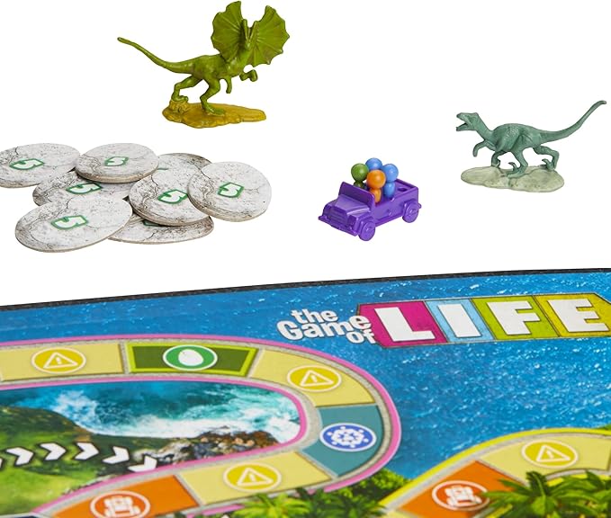 Hasbro Gaming The Game of Life Jurassic Park Edition Family Board Game for Kids Ages 8 and Up Inspired by The Original Hit Movie