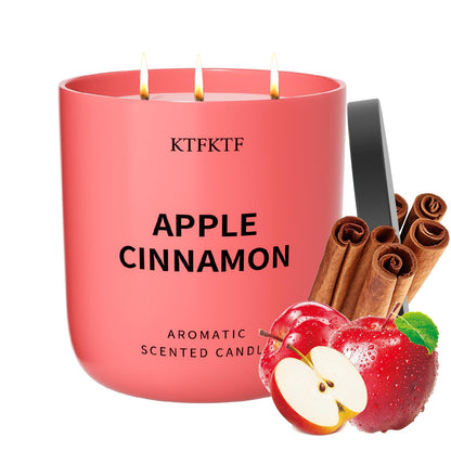 Apple Cinnamon Scented Candle - 14.1oz Soy Candles for Home Scented, 80H Long Lasting Burn, Non-Toxic Aromatherapy Candle for Relaxation, Stress Relief, Birthday,Mothers Day Gifts for Women