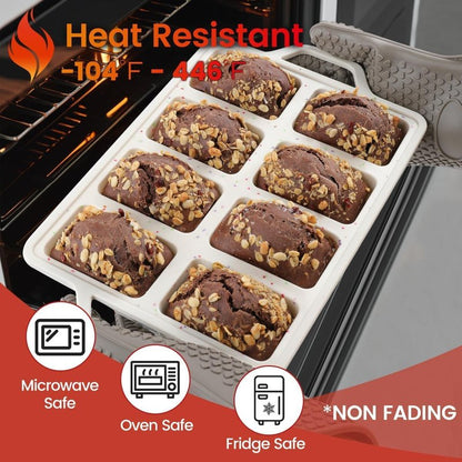 Mini Loaf Pan Silicone, Metal Reinforced Silicone Mini Bread Loaf Pan Nonstick Cornbread Pan 8 Cavities Small Loaf Pans for Baking Bread, Loaf, Meatloaf, Brownie, Butter 1Pack Red