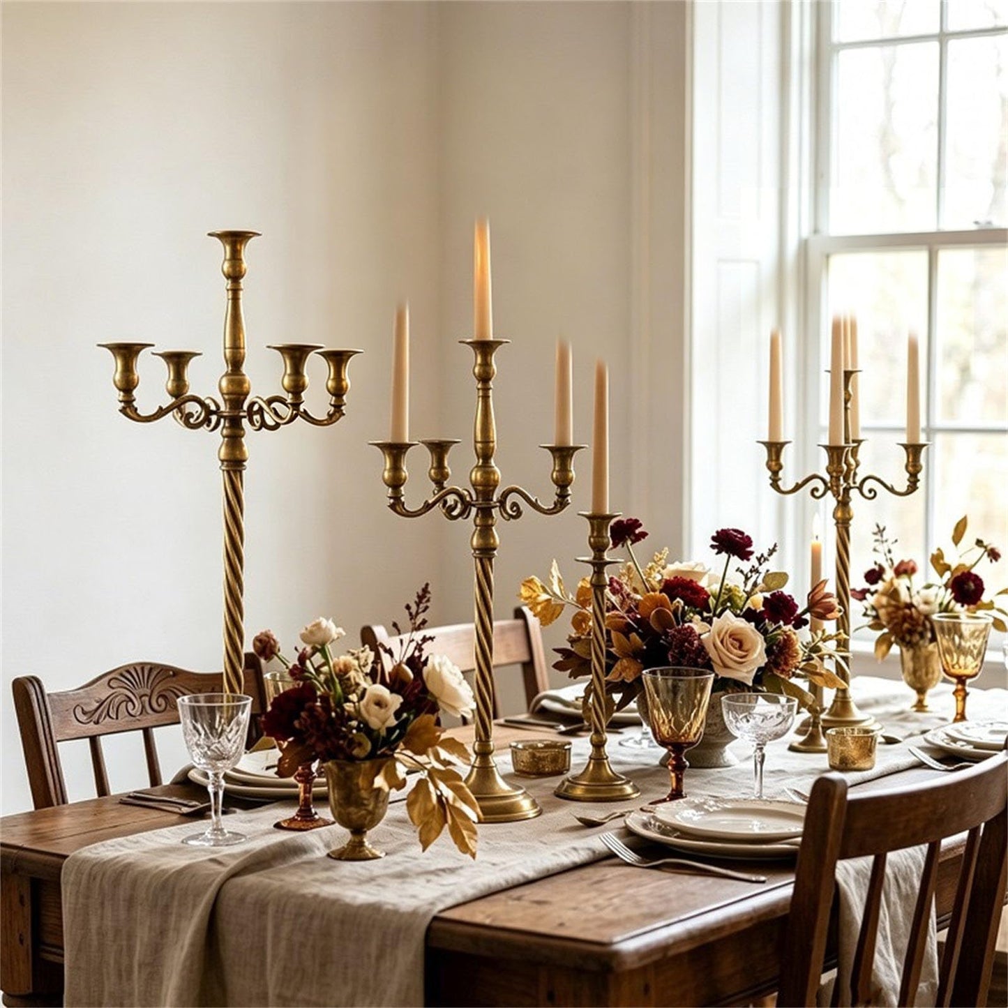 Cast Iron Metal Candelabra Candlestick Holders Decorative Stands Taper Holders for Wedding Home Decors Table Candelabra Centerpieces