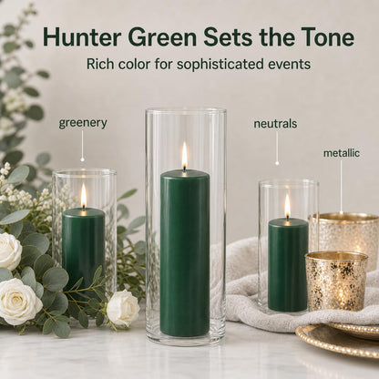 yummi Set of 12 Slim Pillars and Cylinder Vases - Hunter Green
