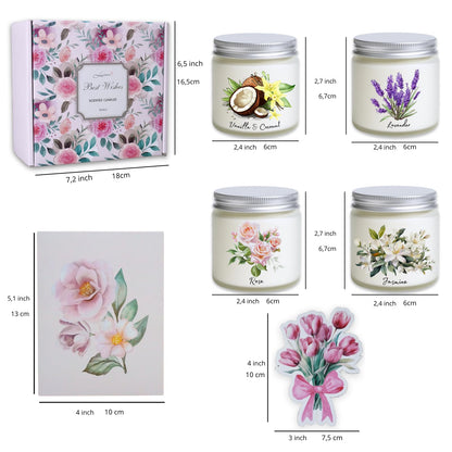 Luina Scented Candle Gift Set – Floral Soy Candles in Glass Jars, 4 Pack Candle Set for Home Fragrance, Flower Scented Candles Gift for Women, Birthday, Mother’s Day, Housewarming Decor
