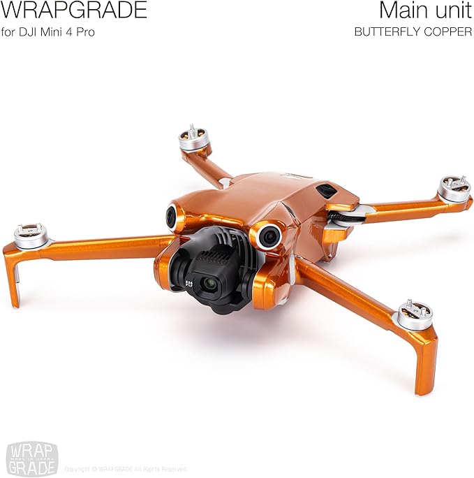 WRAPGRADE Skin Stickers Compatible with DJI Mini 4 Pro | Full Wrap (Butterfly Copper)