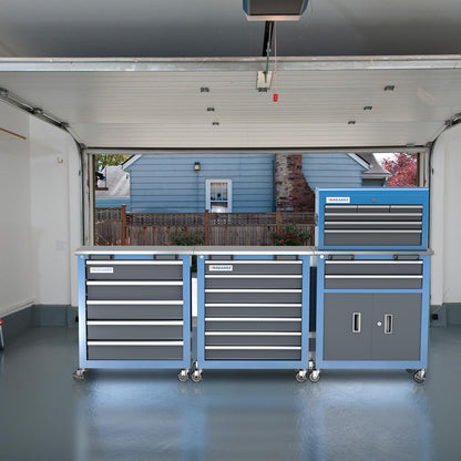 LARBANKE 3 Different Types Tool Chest Combination,Rolling Tool Chest with Stainless Countertop,Tool Cabinet with Connection Buckle,Wheels and Foot Pads,Portable Tool Box Inside