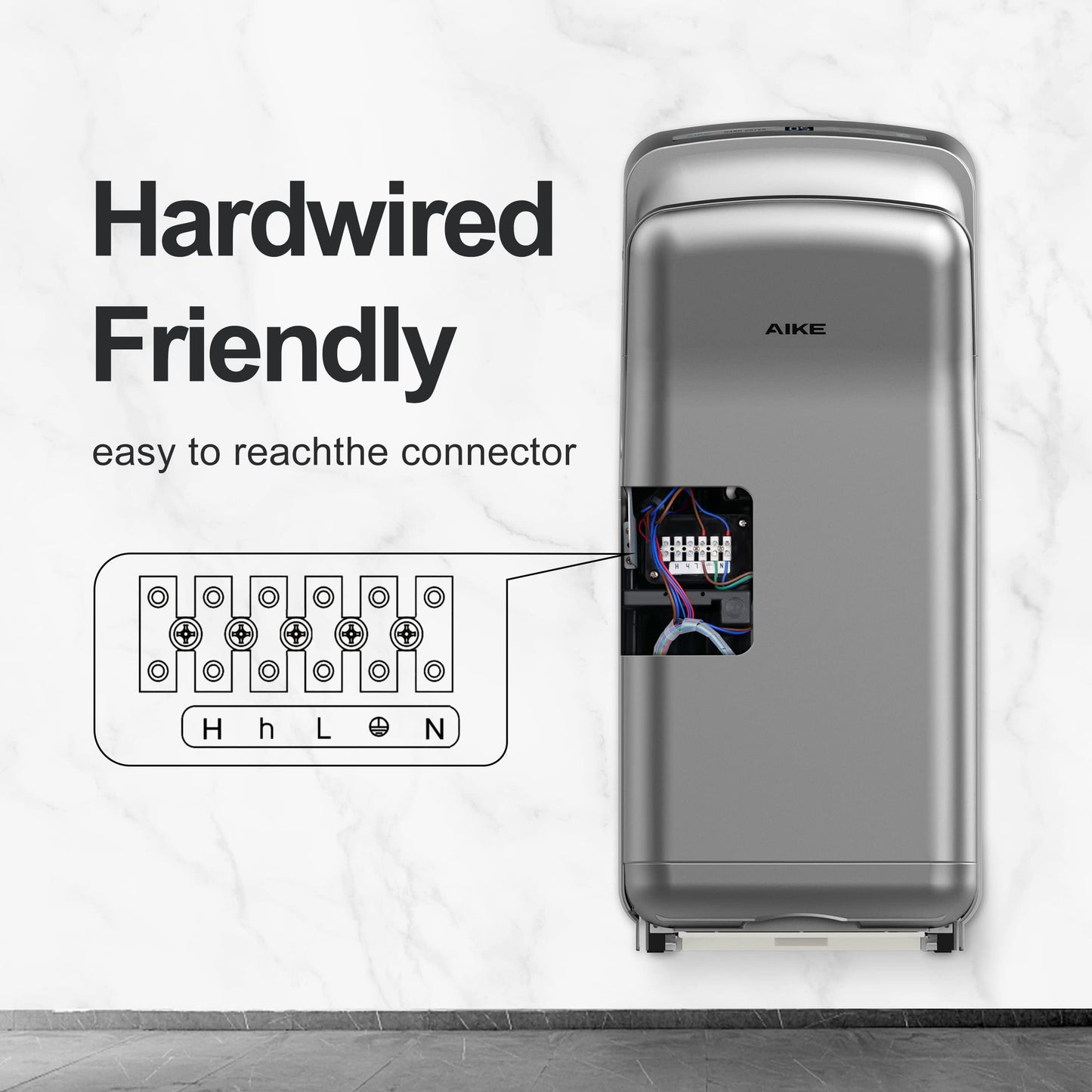 AIKE HEPA Filtered Vertical Hand Dryer Premium, 110-130V Silver Model AK2005H