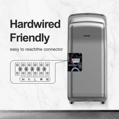 AIKE HEPA Filtered Vertical Hand Dryer Premium, 110-130V Silver Model AK2005H