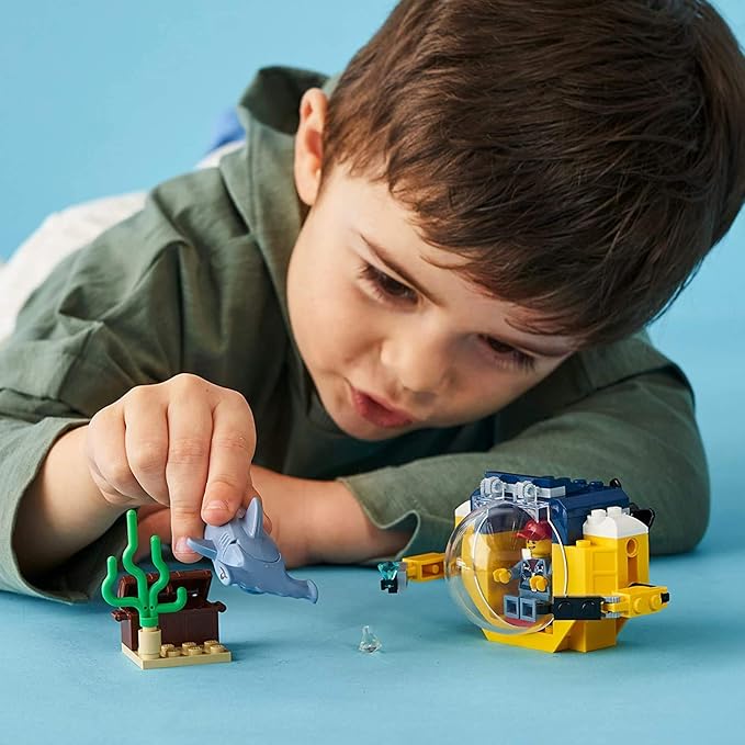 LEGO City Ocean Mini-Submarine 60263 Underwater Playset Featuring a Toy Submarine Pirate Treasure Chest Hammerhead Shark Figure and a Pilot Minifigure Great Gift for Kids (41 Pieces)