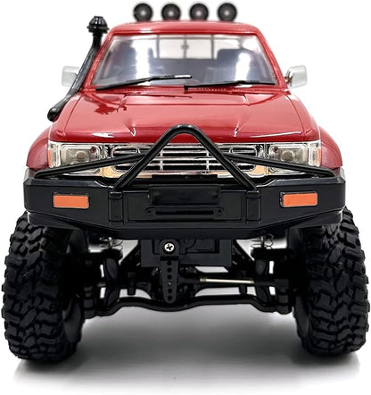 RC Rock Crawler WPL C64-1 RC Truck 1:16 Scale 2.4GHz Remote Control Truck 4WD All Terrain Off-Road RC Crawler with LED Lights and 2 Rechargeble Batteries for Adults (Red)