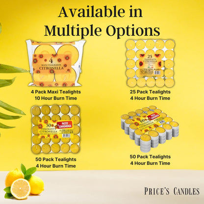 Prices SMT002418 Candles Maxi TEALIGHTS CITRONELLA,10HR Pack of 4