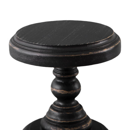SOFE Black Wood Display Riser, Rustic Small Pedestal Stand/Planter Stands, Tray Holder for Decor, Unique Wooden Base 7 Inches Tall for Mini Items, Candle, Figurine