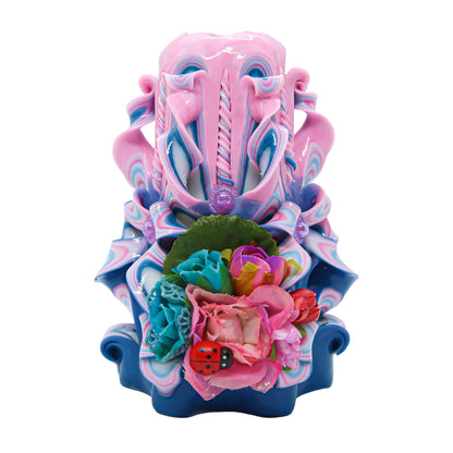 Handmade Carved Candle - Surprise Gift For Her - Decor Birthday Halloween Thanksgiving Christmas - Spiritual Living Room Home Decor Candles - Unique Engagement Wedding Idea - Pink Blue - Ordagio