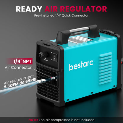 bestarc Pilot Arc Plasma Cutter, [Large LED Display][Air Sensor] 50A Plasma Cutter Machine 110/220V Dual Voltage, 1/2 Inch Clean Cut 4/5 Inch Max Cut, Post Flow Mesh, 2T/4T for Beginners DIY