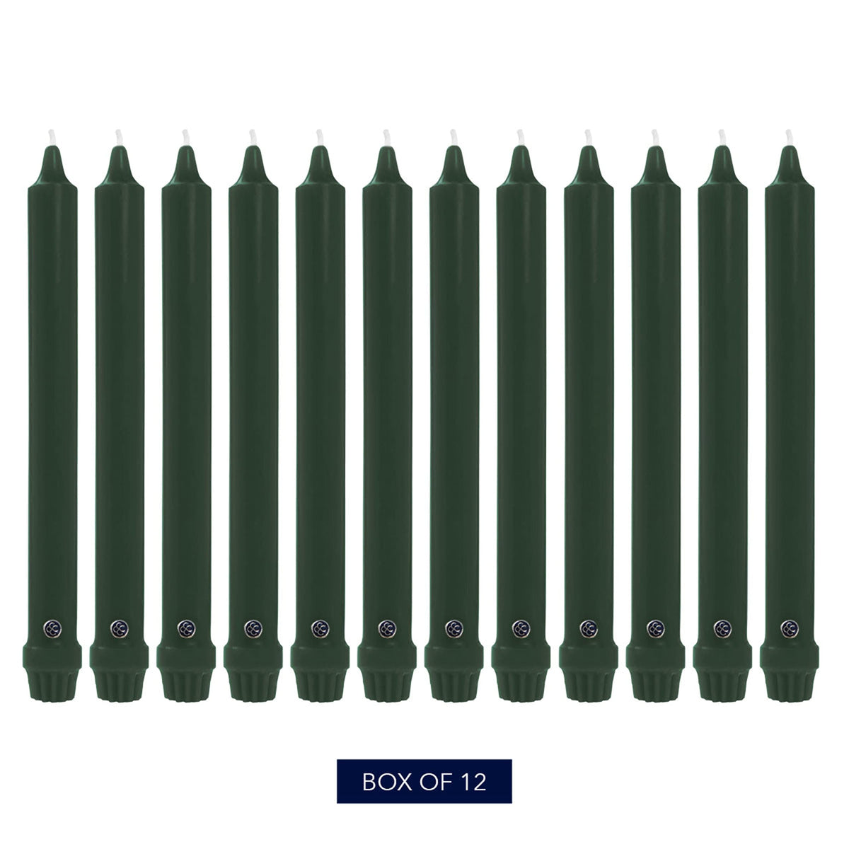 Colonial Candle Unscented Taper Candle, Classic Collection, Evergreen, 12 in, Pack of 12 - Up to 10 Hours Burn