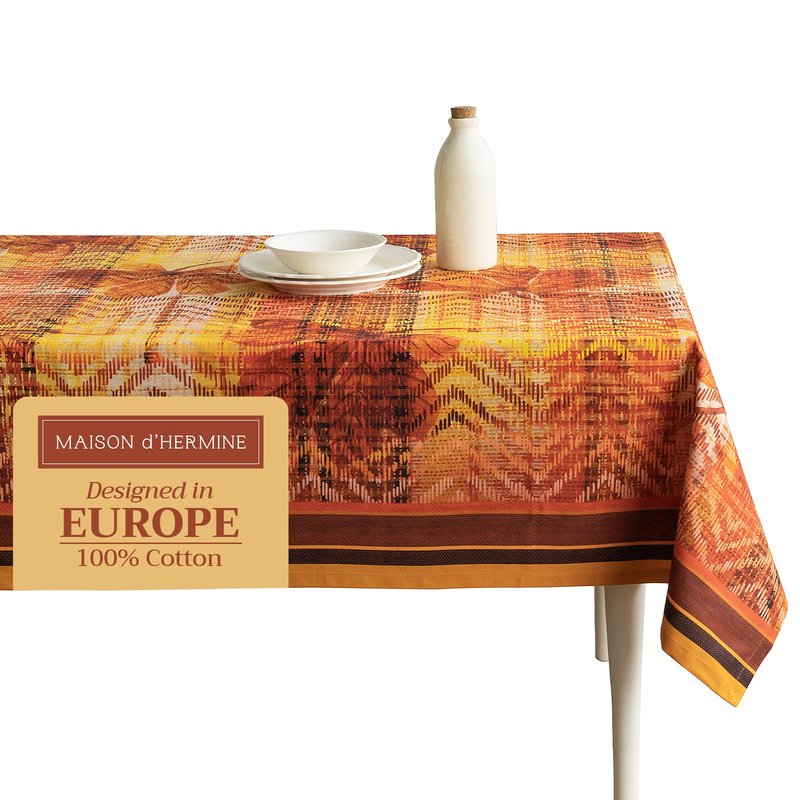 Maison d' Hermine Table Cloth Rectangle Table 100% Cotton 60 x 108 Inches Fall Tablecloth Reusable Everyday Use for Thanksgiving Christmas Decorations Dining Farmhouse Party (Thanksgiving Tartan)