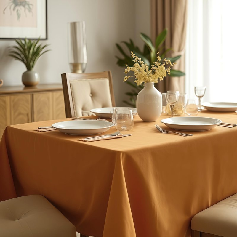 sancua 2 Pack Tablecloth Rectangular 60x102 Inch Light Brown, Thanksgiving Table Cloth Rectangle for 6 Foot Tables - Stain and Wrinkle Resistant Washable Polyester Cover for Fall Dining Parties Bronze